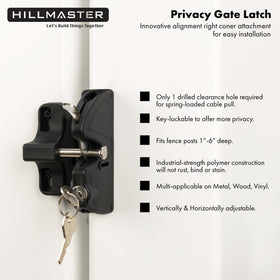 HILLMASTER latch showing keyed access for secure gate control.