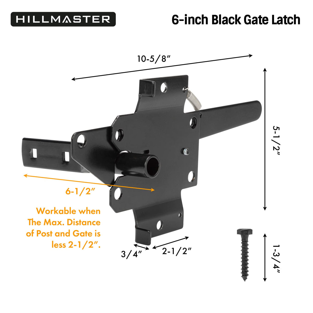Hillmaster latch package includes latch, keeper bar, screws, and instructions.