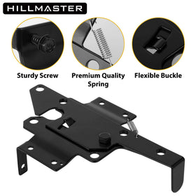 Hillmaster post-mount gate latch demonstrates left and right hand compatibility.