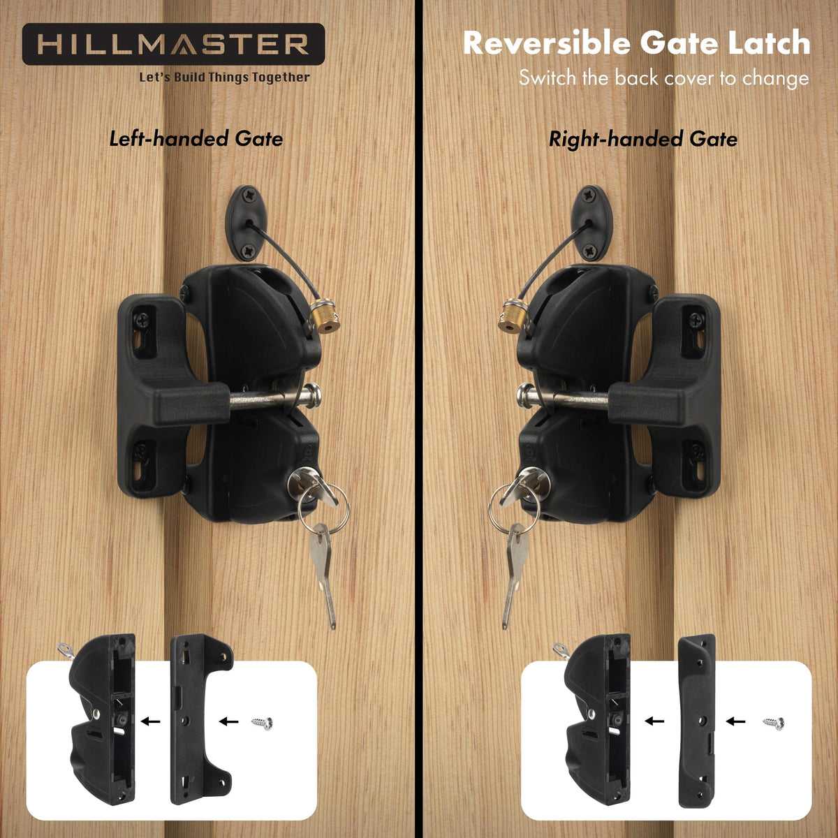 Hillmaster reversible design demonstrates easy left or right gate installation.
