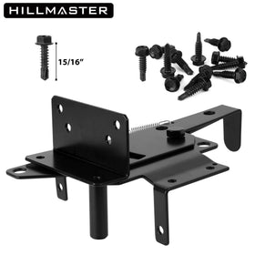 Hillmaster heavy-duty gate latch installed on wooden fence for reliable security.