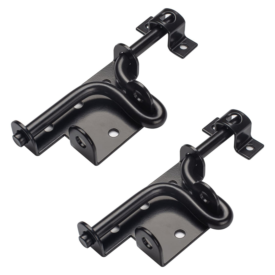 HILLMASTER heavy-duty slide bolt gate latch assembly secures inward or outward gates.