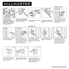 Hillmaster multi-use gate latch applied to garden gate and shed door.