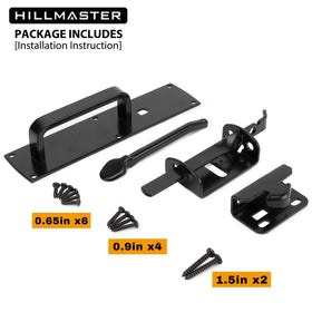 Hillmaster multipurpose gate latch suitable for wood, metal, vinyl gates.