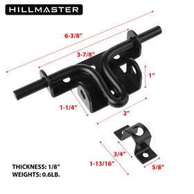 HILLMASTER padlock-hole gate latch closeup highlights padlock readiness for added security.