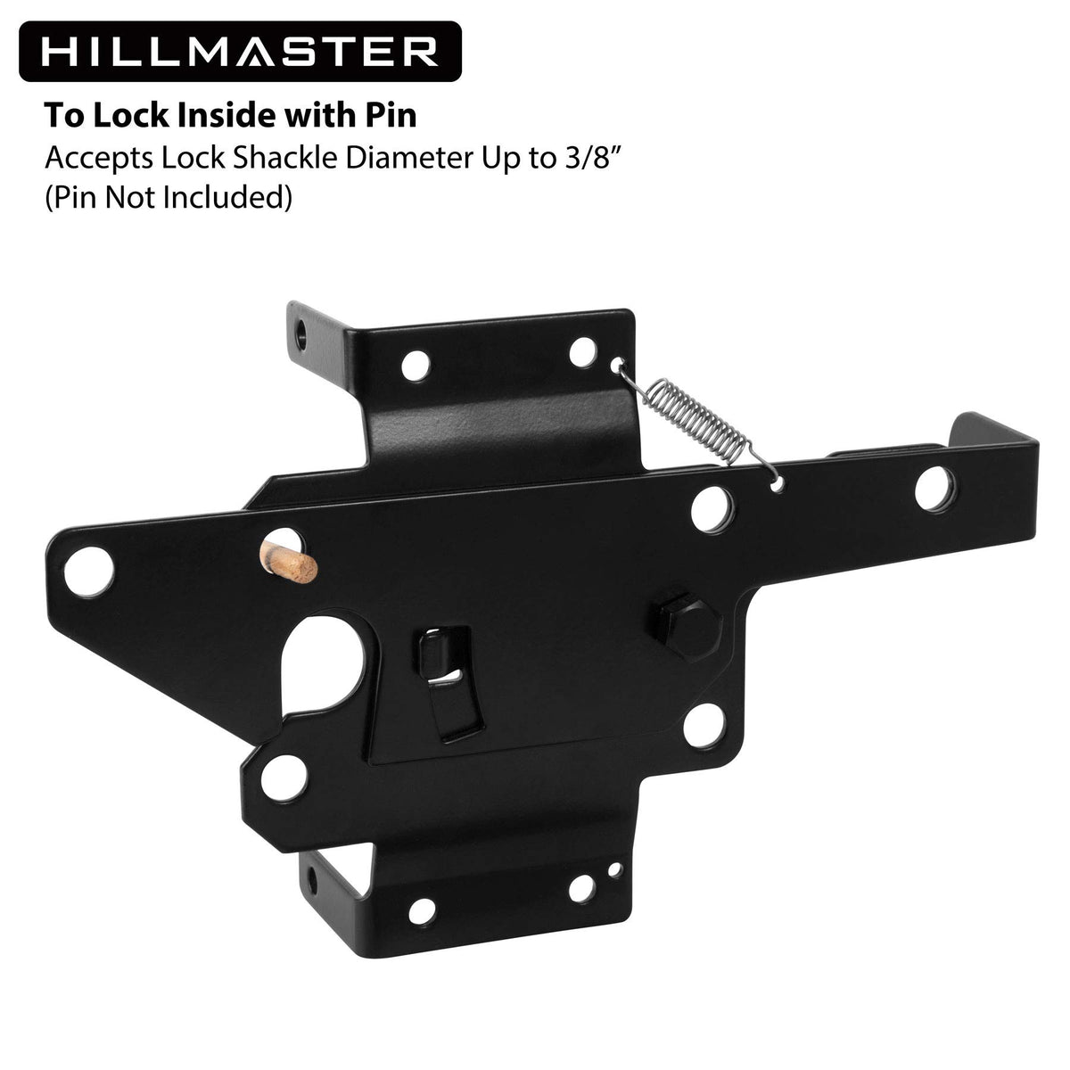 Hillmaster padlock-ready gate latch with shackle-ready security option.
