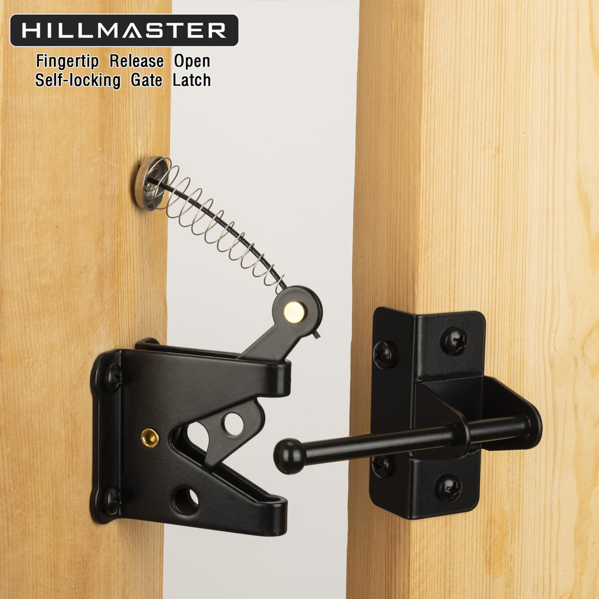 Hillmaster padlock-ready latch offers extra security for gates.