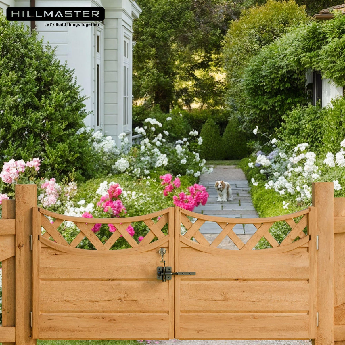 Hillmaster padlock-ready latch adds extra security on outdoor gates.