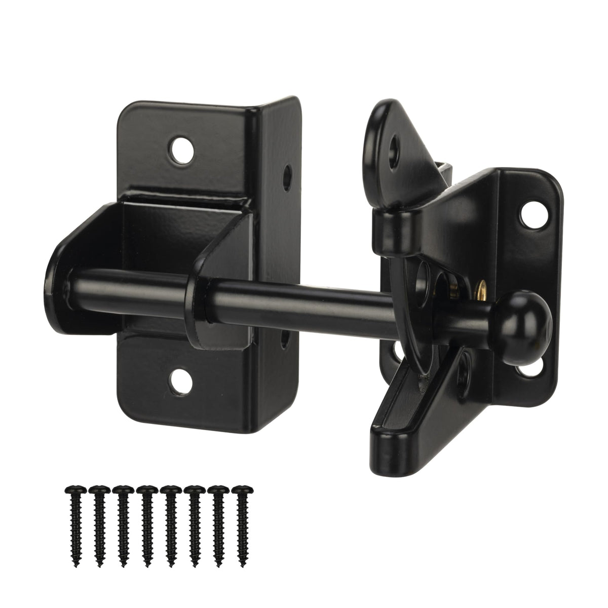 Hillmaster self-locking gate latch on wooden gate for pool area safety