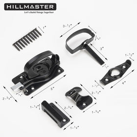 Hillmaster heavy-duty latch fits sheds, barns, garages, and wood fences.