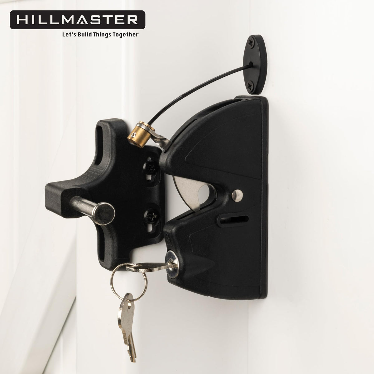 Hillmaster fits square posts with adjustable alignment for secure gates.