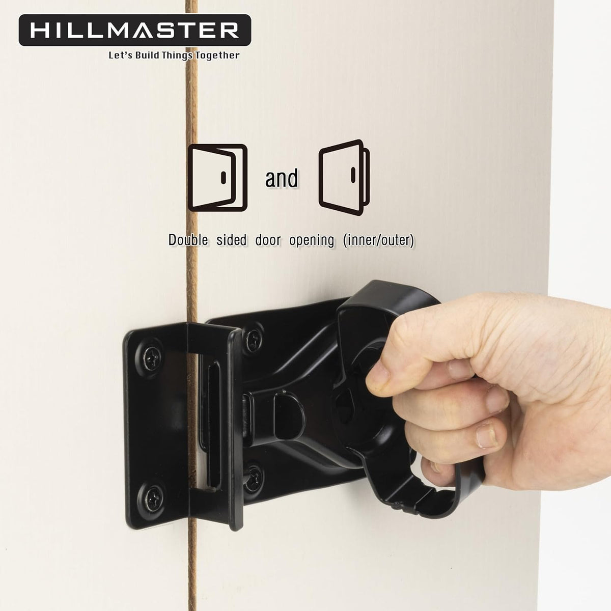 Hillmaster automatic locking latch suitable for interior and exterior gates and sheds.