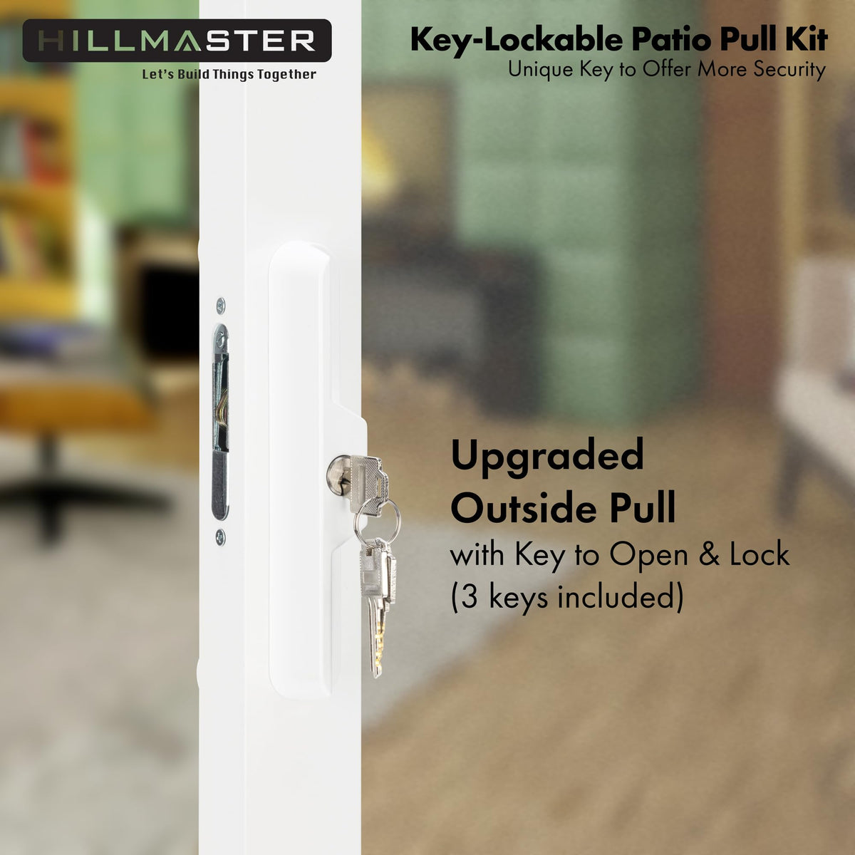 Hillmaster white die-cast finish door handle set durable against sun exposure