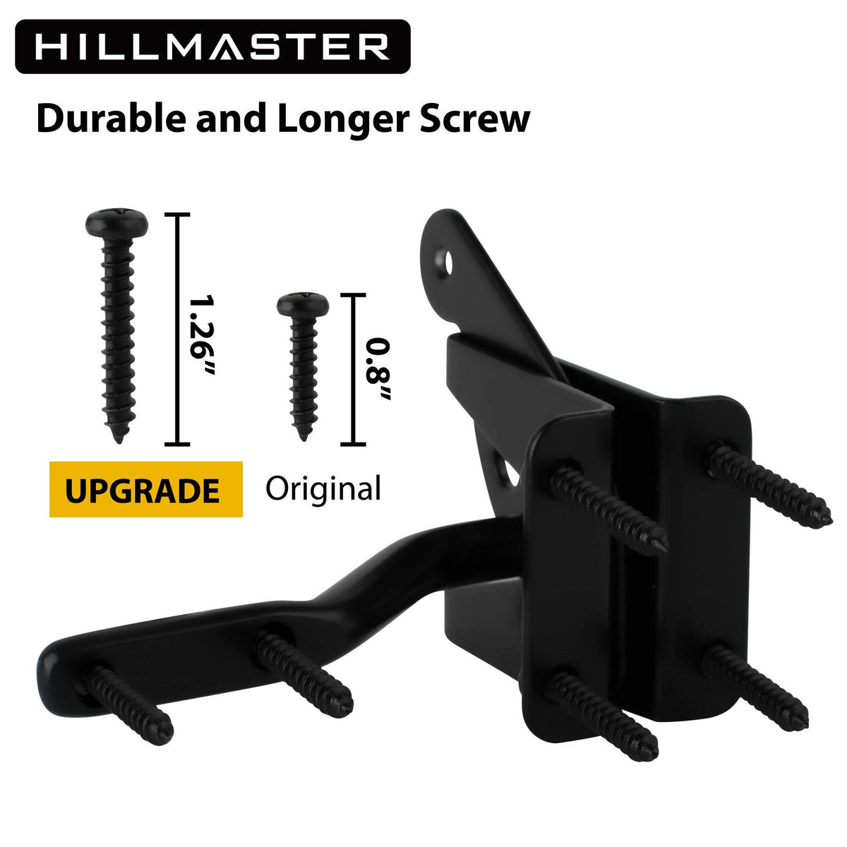 Hillmaster gate hardware on a wooden gate at a deck.