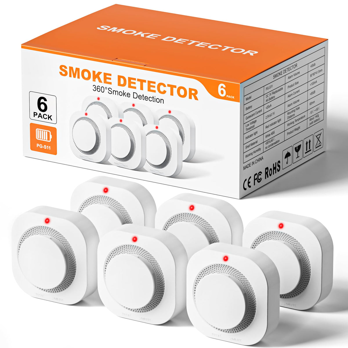 Hilmon smoke alarm front view for reliable home safety and quick smoke detection.