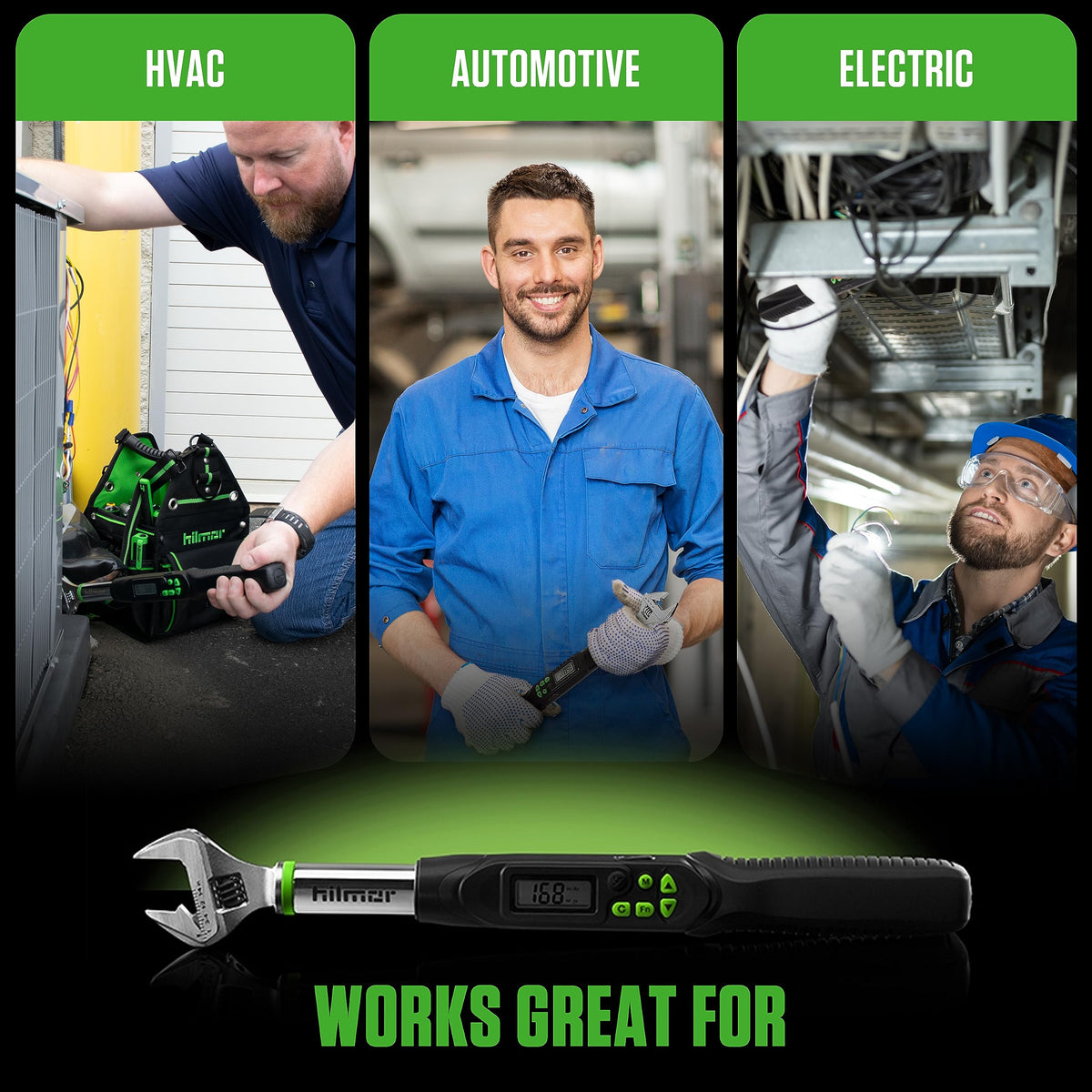 Hilmor 1963826 flare-nut tightening demo reduces leak risk.