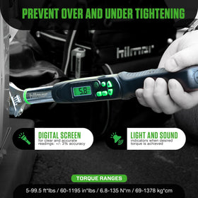 Hilmor 1963826 memory settings buttons enable quick torque reuse.