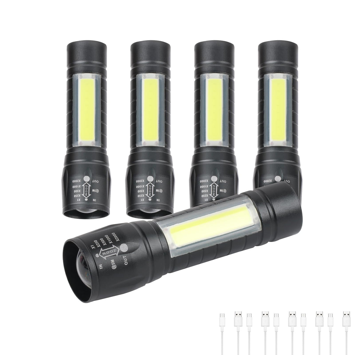 Hilngav 5-pack mini pocket LED flashlight front-view for convenient bulk gifting