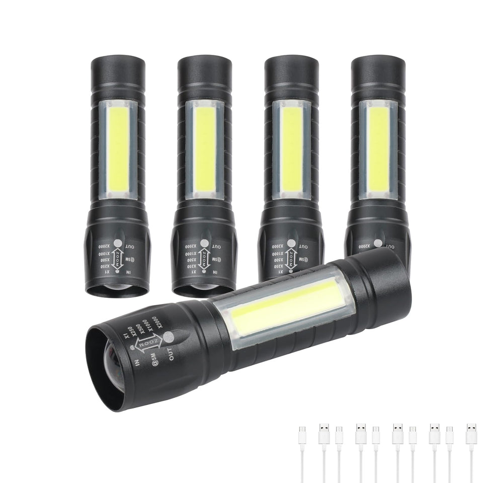 Hilngav 5-pack mini pocket LED flashlight front-view for convenient bulk gifting