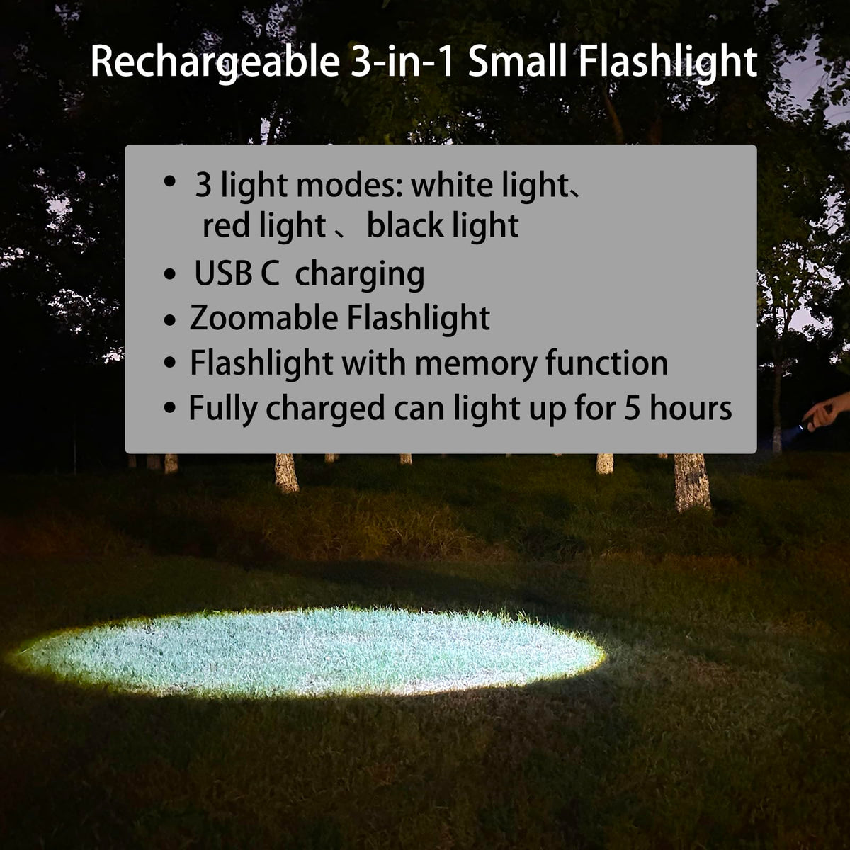 Hilngav white-light mode ideal for general outdoor tasks and indoor use.