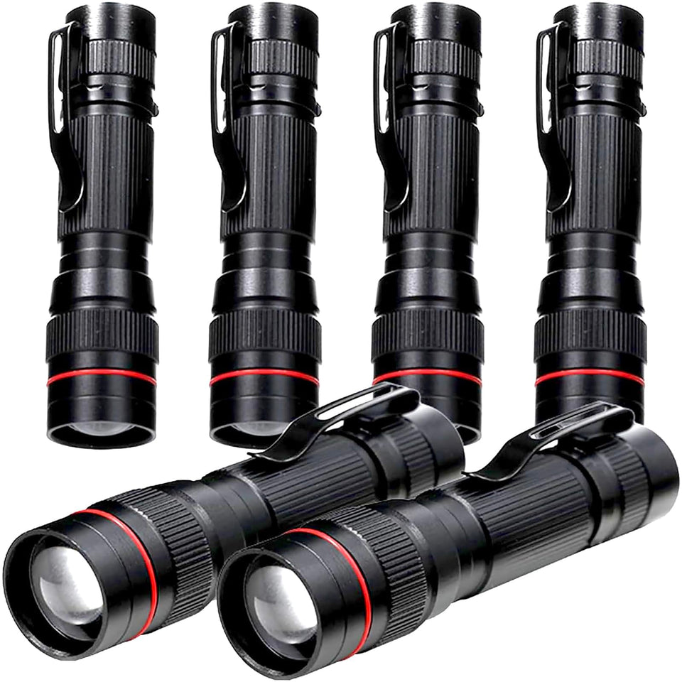 Hilngav six-pack mini LED flashlight, compact and ready for group camping or emergencies.