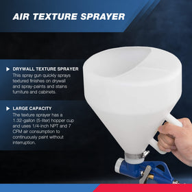 Hiltex 31229 texture gun with interchangeable nozzles enables varied textures on walls and ceilings.