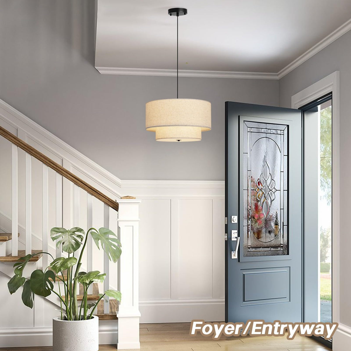 HILUXIA 18-inch double drum pendant – versatile lighting over dining or entryways.