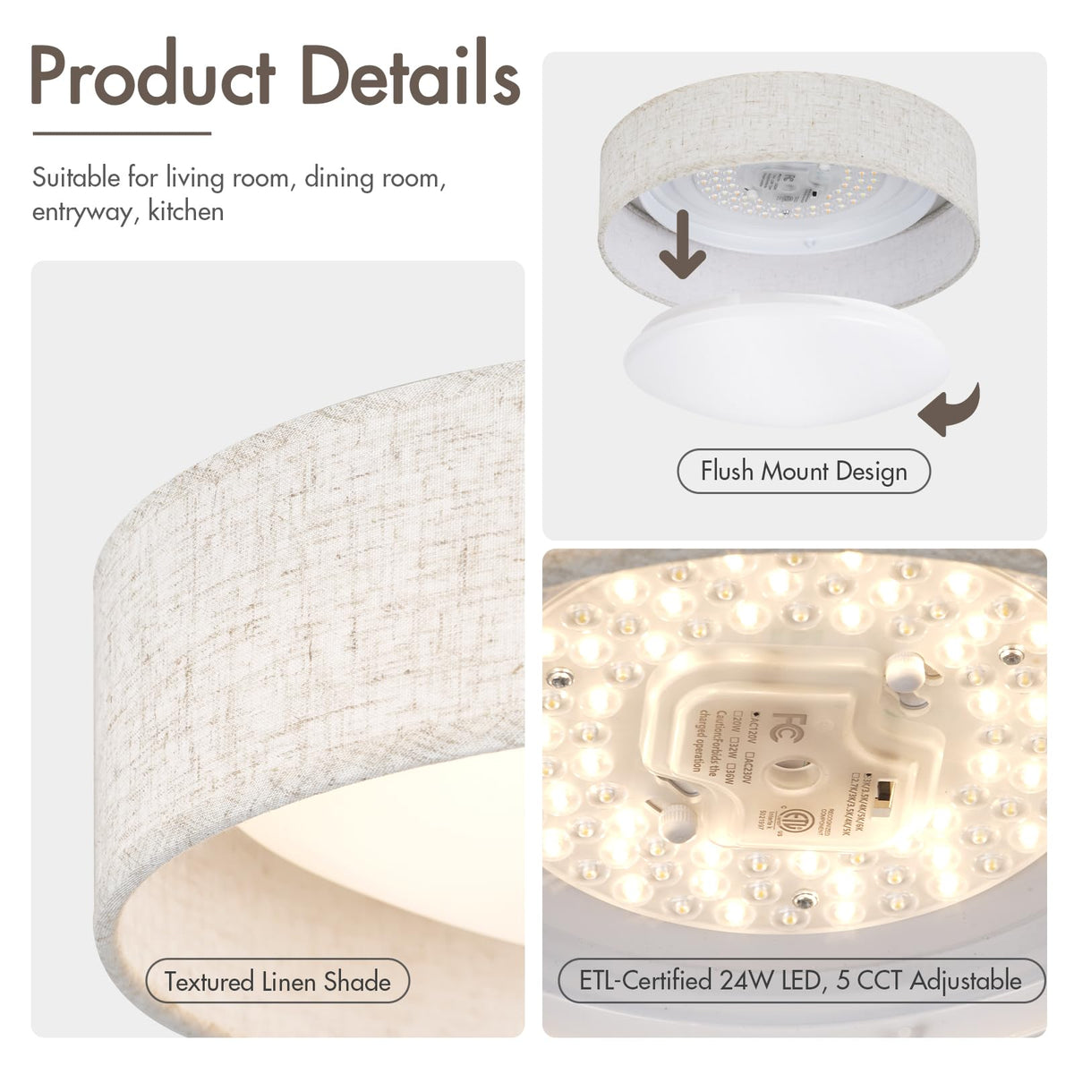 HILUXIA dimmable ceiling light showing brightness adjustment in use