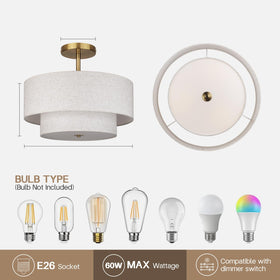 Hiluxia gold farmhouse shade creates warm ambience for dining areas.