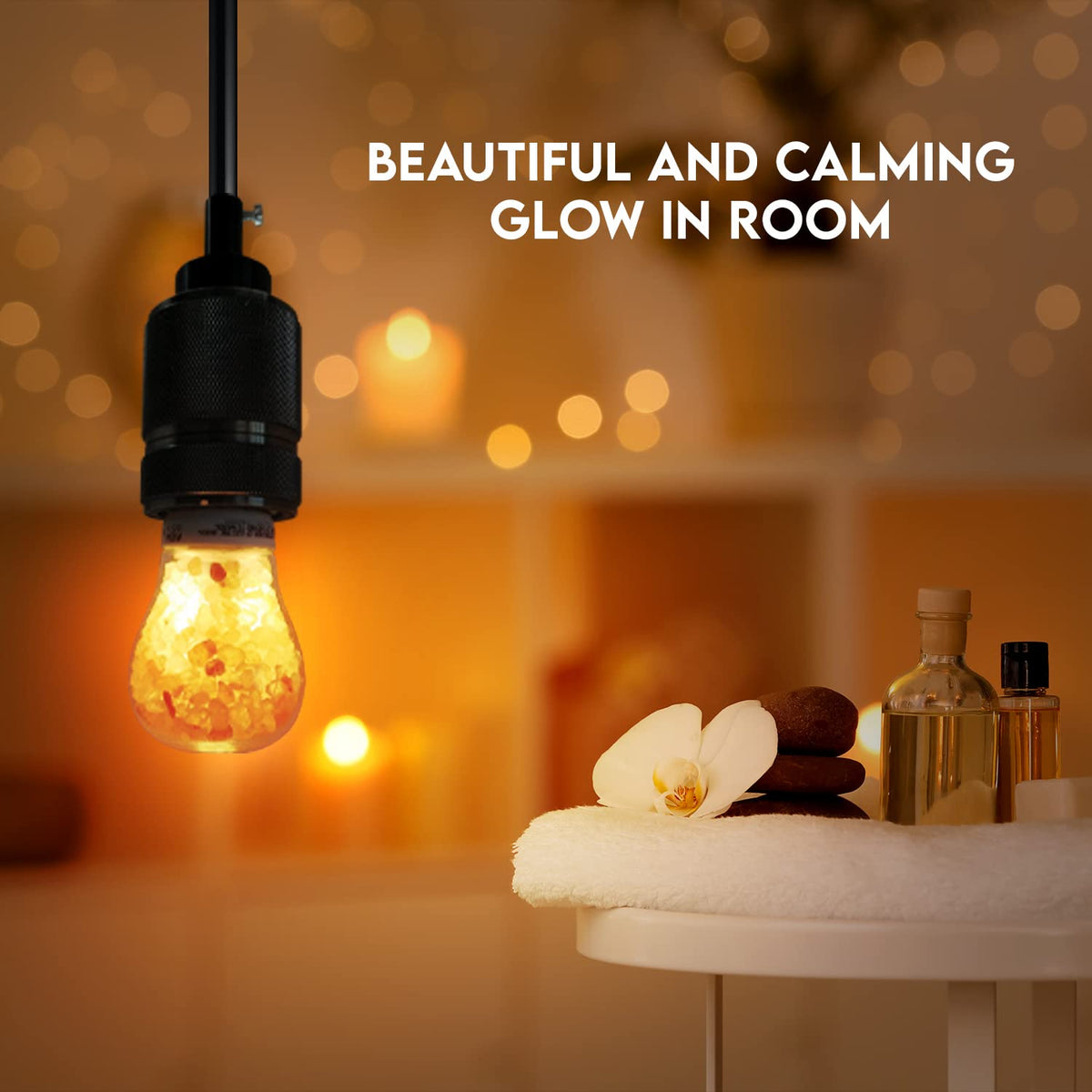 Himalayan Glow 60W equivalent bulb delivers brightness with a soft pink hue.