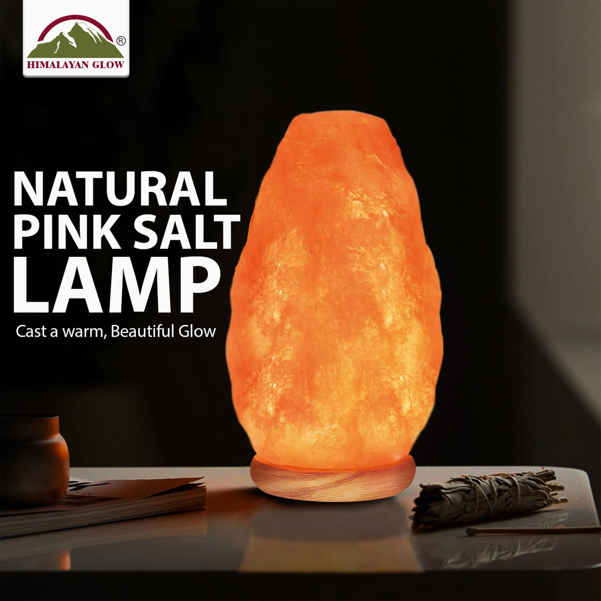 Himalayan Glow crystal tall lamp highlighting natural texture.