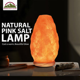 Himalayan Glow crystal tall lamp highlighting natural texture.