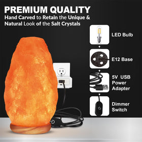 Himalayan Glow handcrafted lamp on neem wood base for décor.