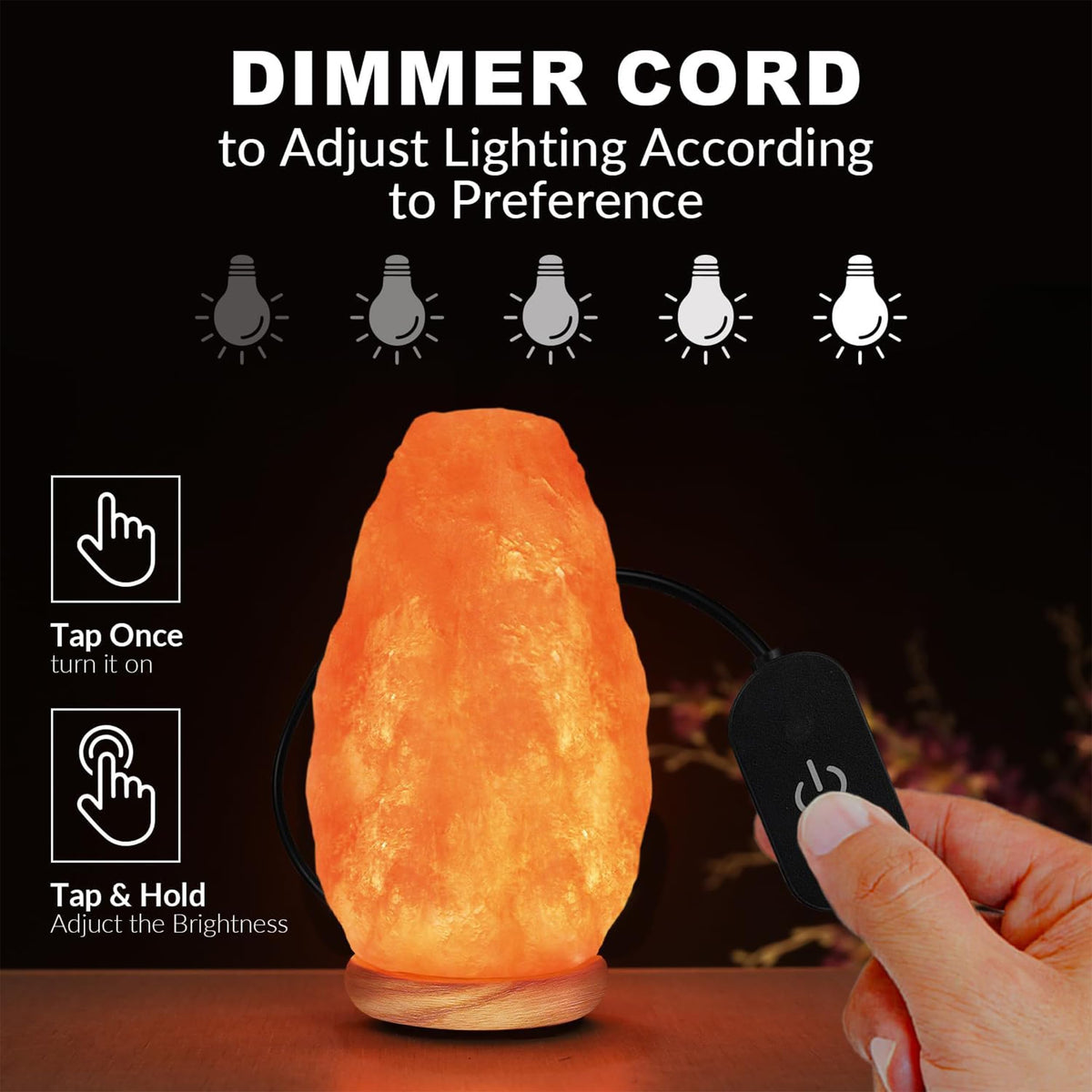 Himalayan Glow neem base lamp showcasing natural crystal finish.