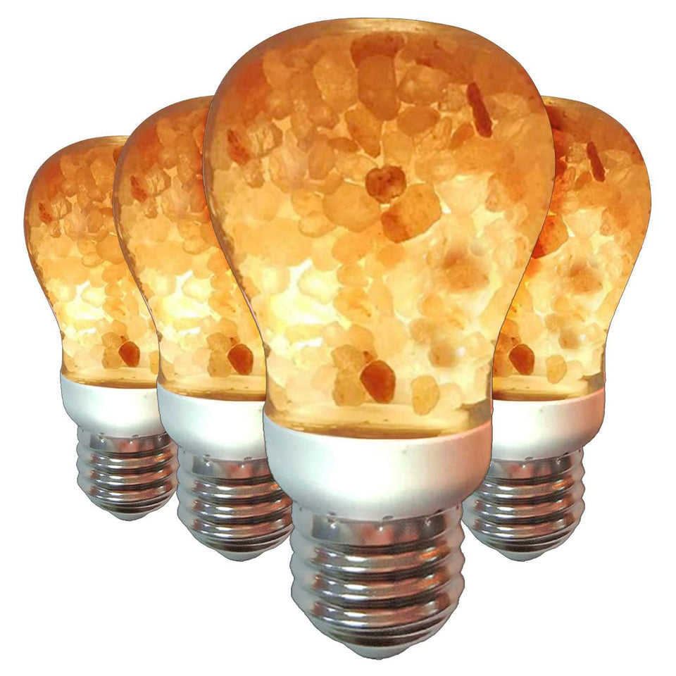 Himalayan Glow salt bulb emitting warm amber glow for cozy living spaces.