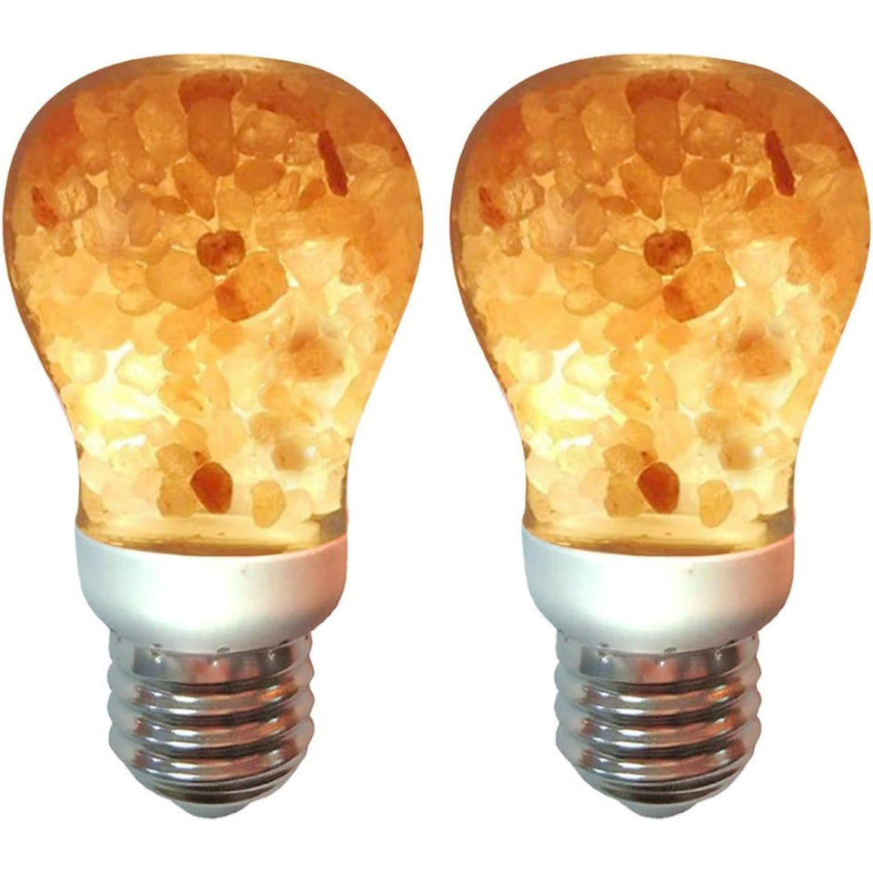Himalayan Glow pink salt light bulb close-up of crystal interior for warm ambience.