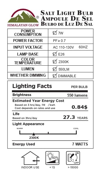 Himalayan Glow UL safety approved salt light bulb for everyday use.
