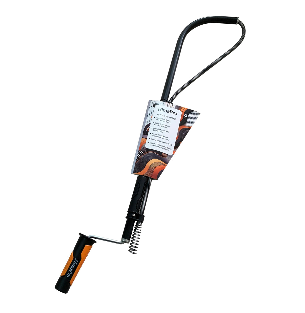 HimaPro toilet auger with 3 ft extended reach tackles deep clogs.