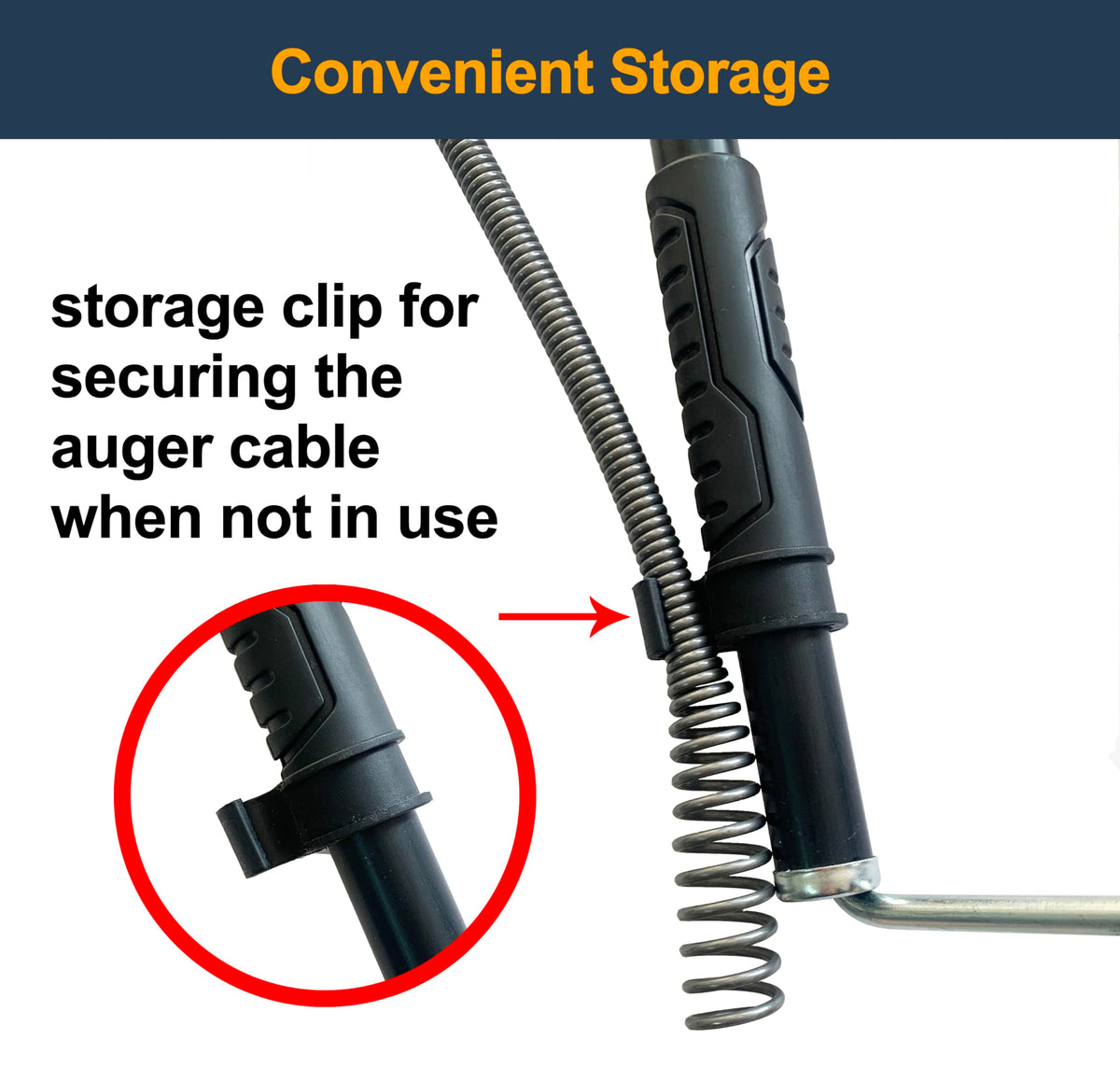 HimaPro multi-purpose tool clears clogs in toilets, sinks, showers, and bathtubs.