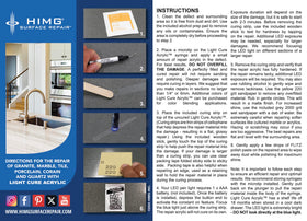 HIMG application showing edge-chip repair on granite with seamless finish.