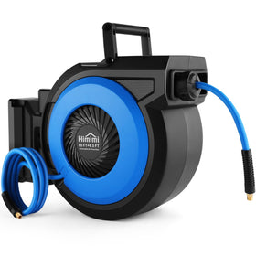 Himimi hose reel with wall mount offering wide reach for garage tasks.