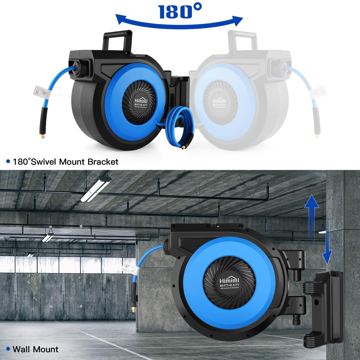 Himimi durable polypropylene housing protects the reel in busy shops.