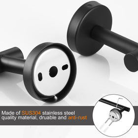 Hinmood black toilet paper holder set provides sturdy support and clean lines for any bathroom.
