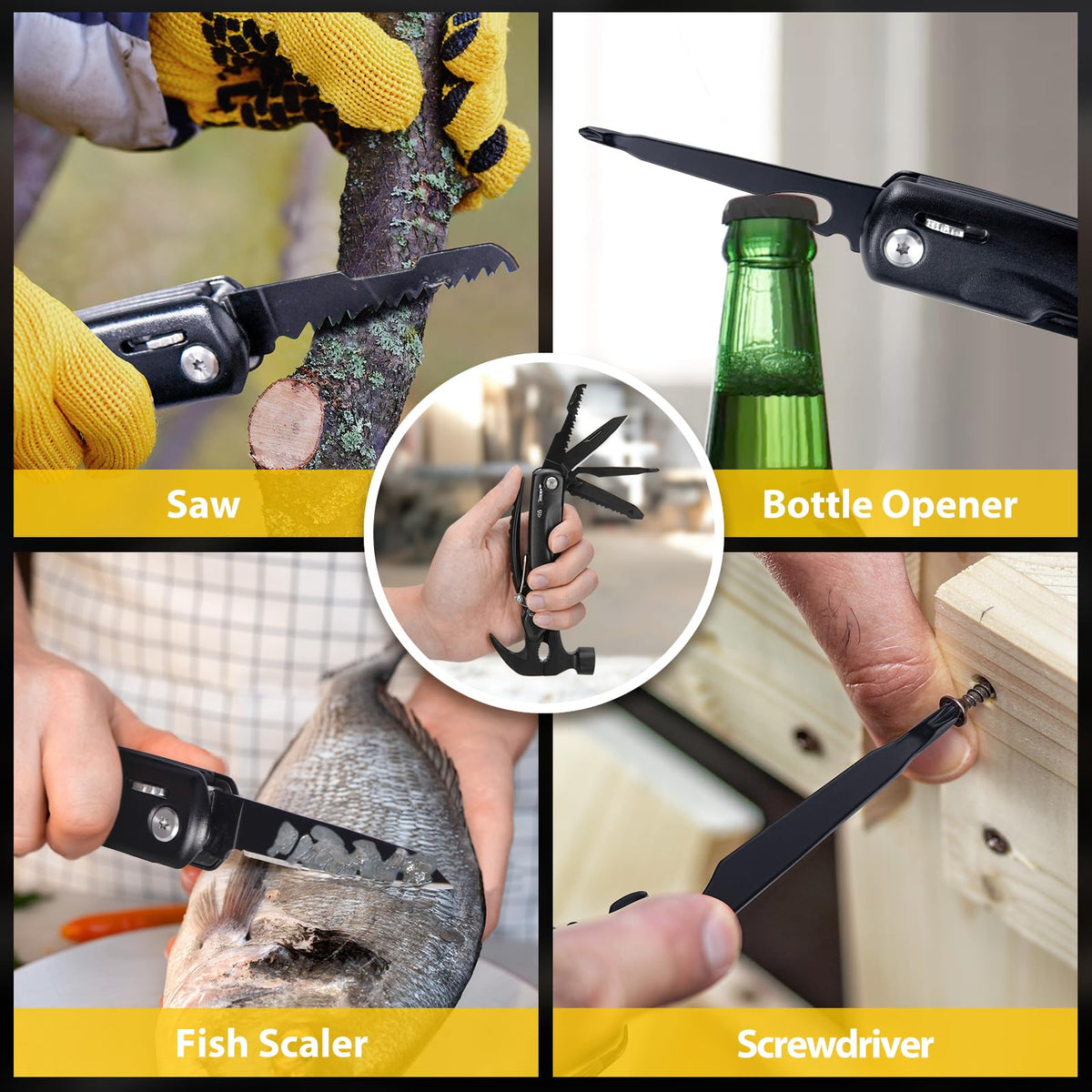 Hinshark multitool serrated edge for rope or fabric cuts