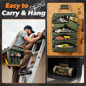 Hinshark Roll Up Tool Bag padded handle for quick grab-and-go.