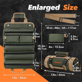 Hinshark Roll Up Tool Bag transparent pocket for quick item visibility.