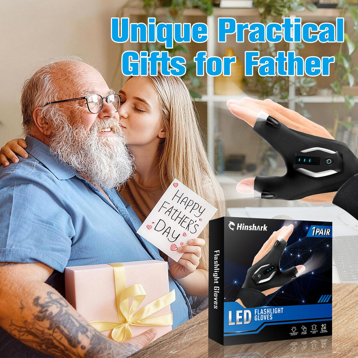 Hinshark USB rechargeable LED gloves offer quick power on demand.