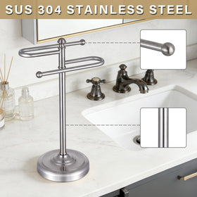 Hioflyme hand towel stand brushed nickel, side angle demonstrating stability