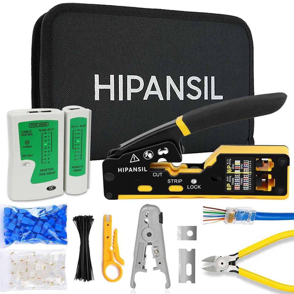 HIPANSIL RJ45 crimp tool kit case keeps tools organized for quick network repairs