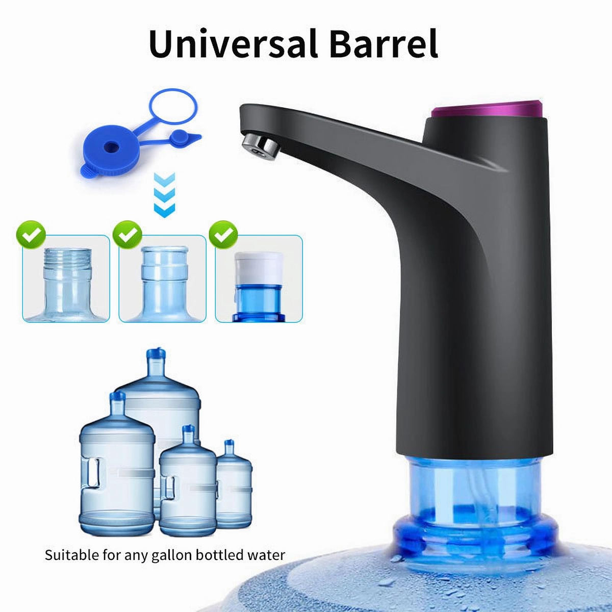 HiPiCok pump base with silicone cap ensuring secure jug compatibility